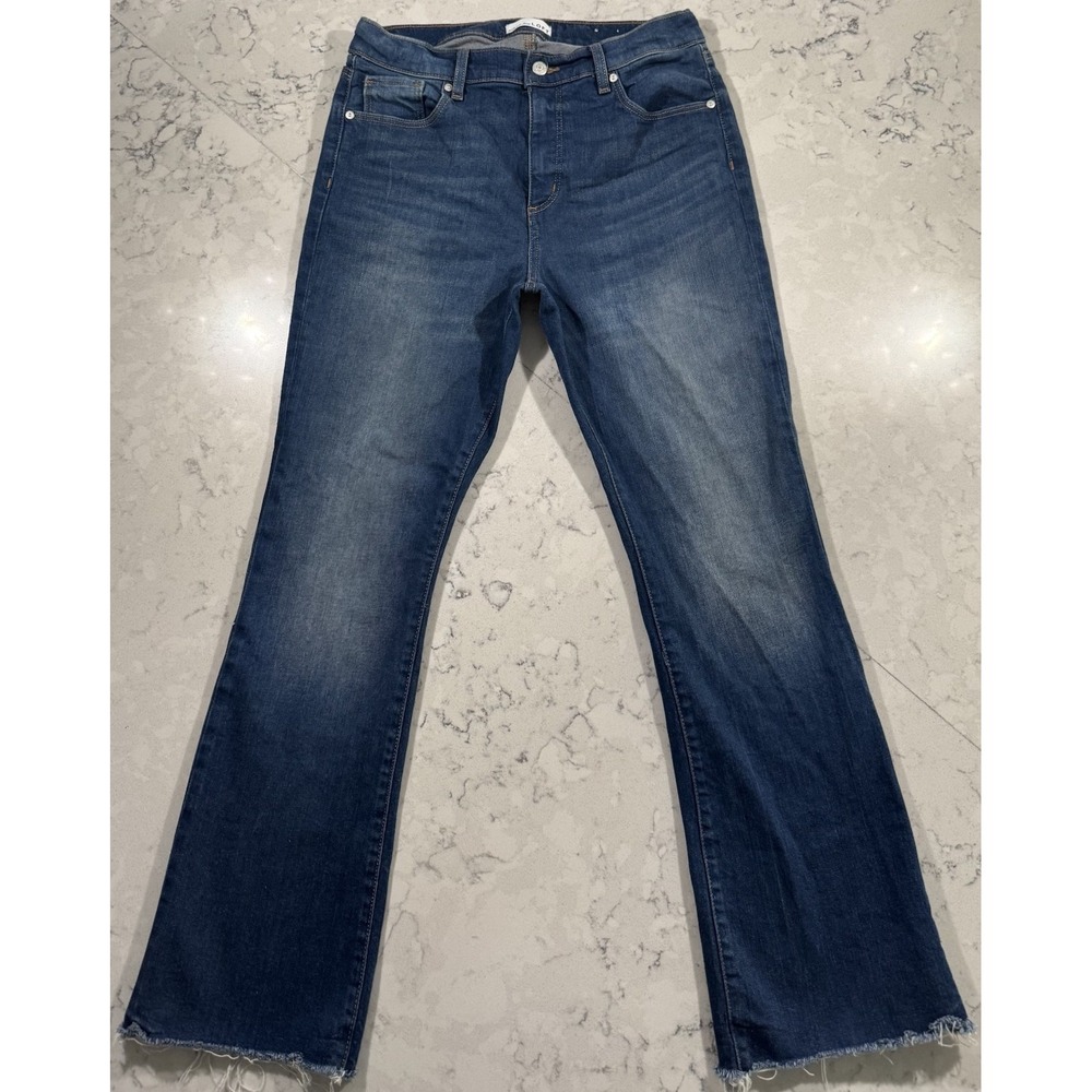 LOFT Bootcut‎ Jeans Womens 12 Blue Medium Wash Stretch High Rise Frayed Raw Hems
